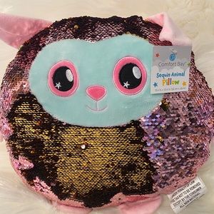 Flip Sequin Animal Pillow Pink Lamb Decor Girl